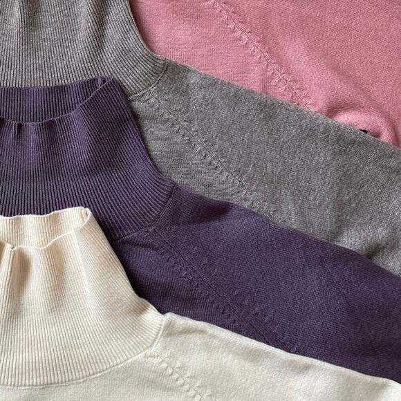 Luxury Cashmere-Feel Turtleneck Sweater | Ivory Pearl, Business Capsule S, M New - Picture 3 of 3